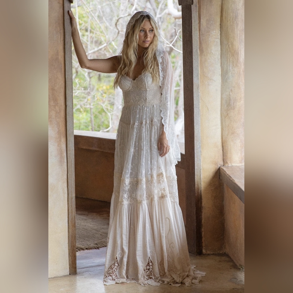 Spell margot wedding gown, duster, veil